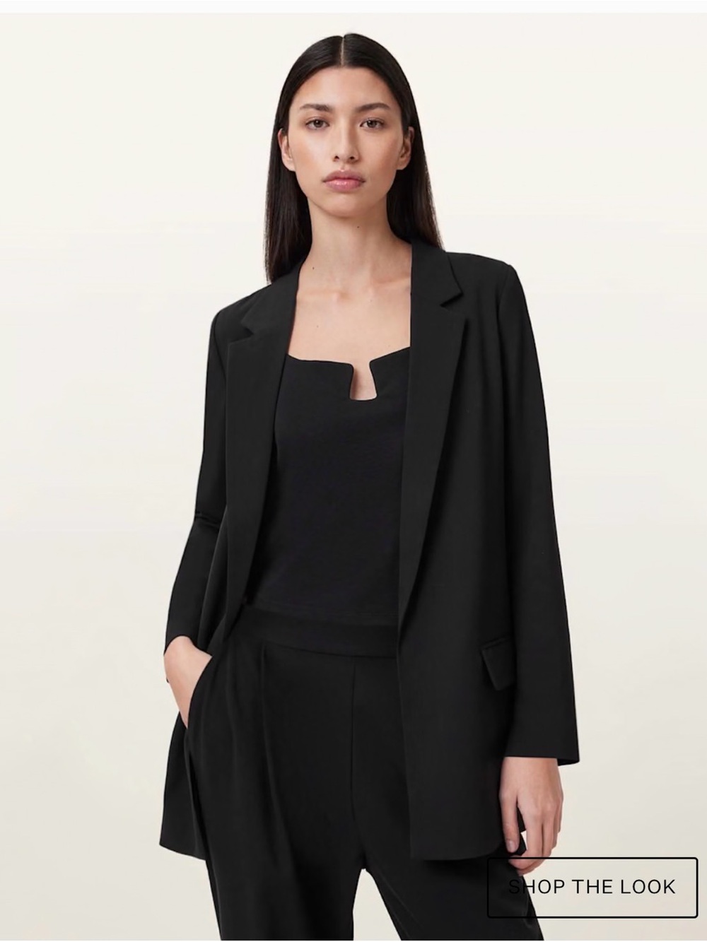 AllSaints Aleida Open Front Blazer Jacket Size 2 Black
